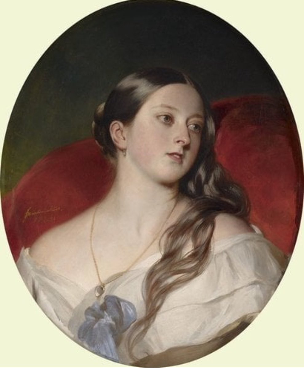 A 'secret” portrait of Queen Victoria, made as a saucy gift for Prince Albert's 24th birthday in 1843. Albert loved it; he hung it in his private writing room at Windsor, and made several copies. According to Vicky, it was 'my darling Albert's favourite picture.'