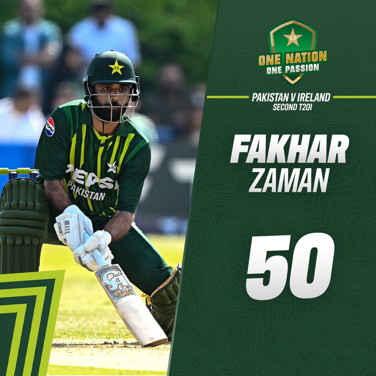 .@FakharZamanLive gets to his 11th T20I half-century ✨ The third-wicket stand between Fakhar and Rizwan continues to flourish 🤜🤛 #IREvPAK | #BackTheBoysInGreen