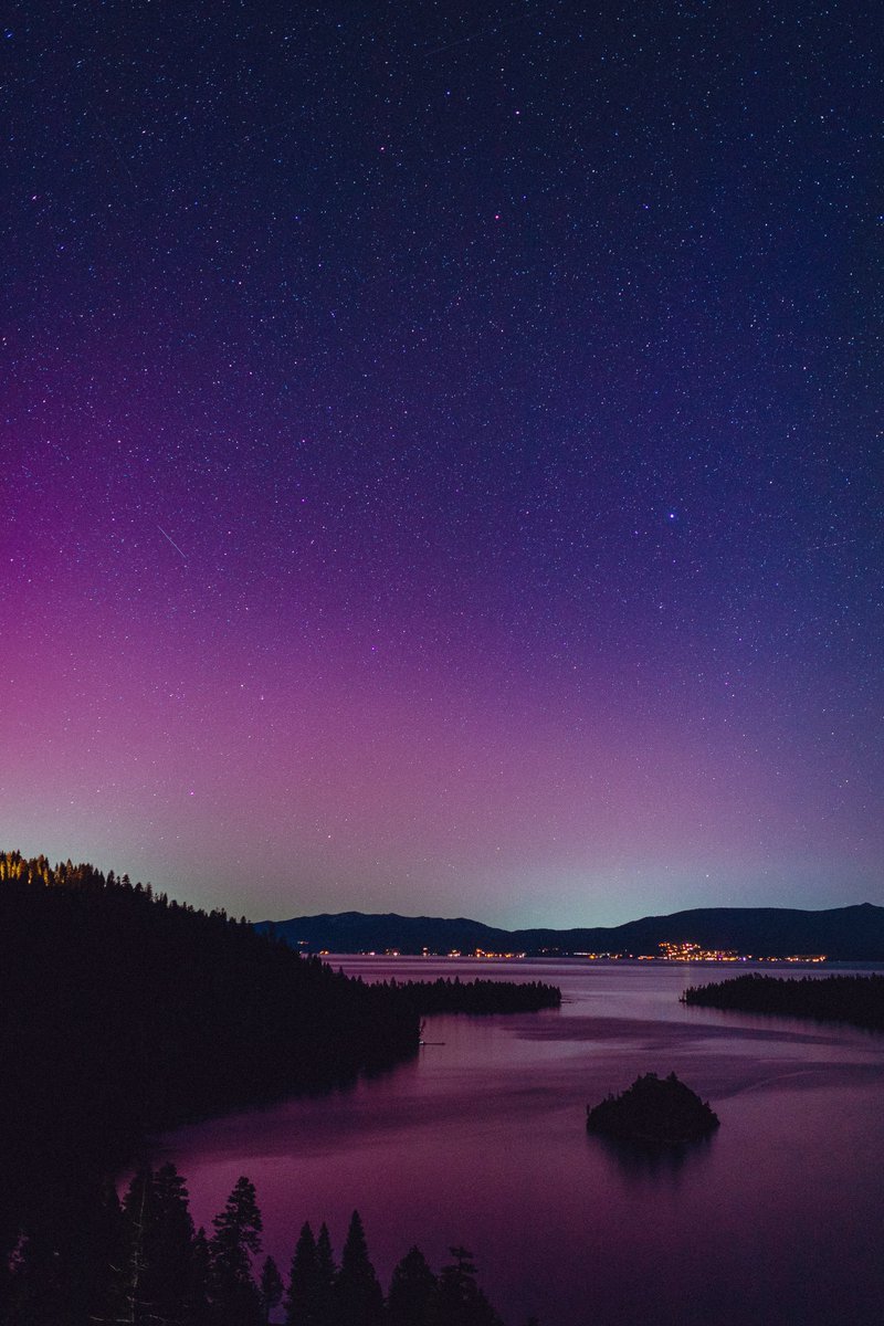 aurora borealis over lake tahoe