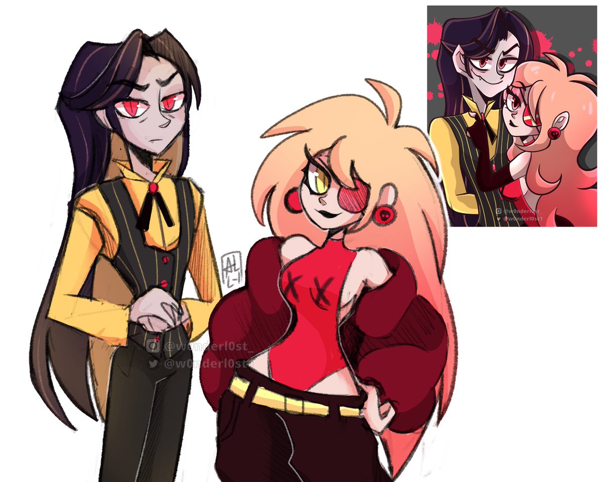 Humans was the first prompt from the last Cherrisnake week✨‼️

I decided to do a redraw🏃‍♂️

#HazbinHotel #Cherrisnake #Cherribomb #Sirpentious