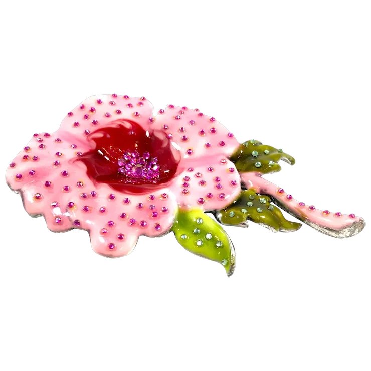 Large Dimensional Glossy Enameled Pink Green Rhinestone Flower Brooch
#rubylane #vintage #brooch #rhinestones #vintagejewelry #giftideas #jewelryaddict #vintagebeginshere #fashionista #diva #glam
rubylane.com/item/136230-E1…