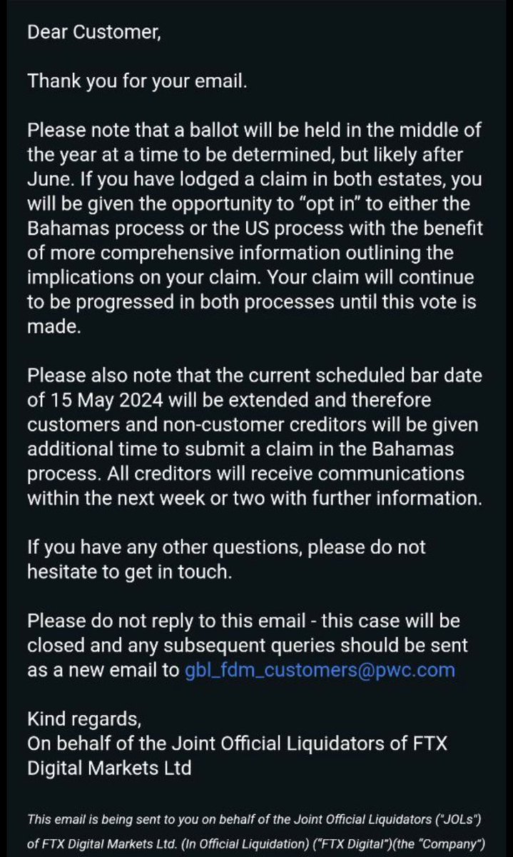 sunil_trades's tweet image. FTX claim in Bahamas 

Bar date: Currently 15 May 2024 will be extended

July 2024: Can ‘opt in’ to which claim process - US or Bahamas