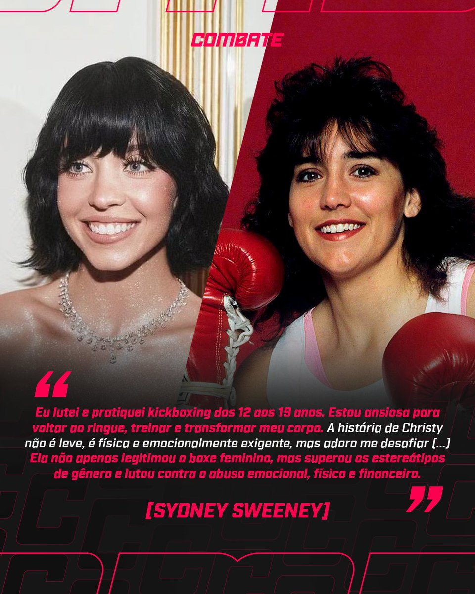 Sydney Sweeney vai representar a guerreira Christy Martin, uma das pioneiras do boxe feminino e hall da fama do esporte! Entrar no mundo da luta para interpretar Martin não será uma novidade para a atriz, que contou já ter contato com esportes de combate desde a infância.