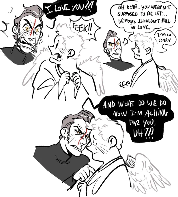 Okay but the AU where Aziraphale is a replacement for Cupid but he sucks at aiming and he mistakenly hit a demon 