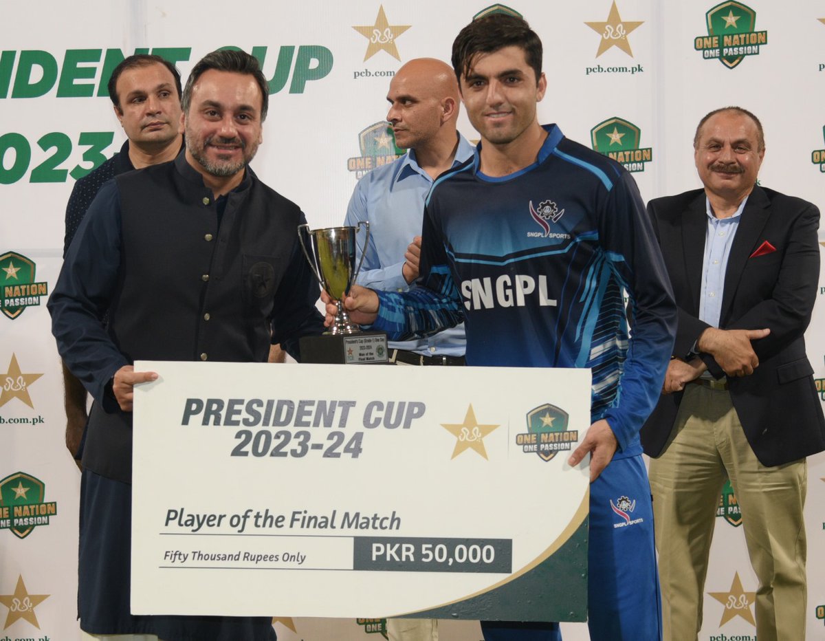 Top performers of the President's Cup 2023-24 💫 Player of the final – Haseebullah Player of the tournament – Abdullah Shafique Best Batter of the tournament – Hussain Talat Best Bowler of the tournament - Shahnawaz Dahani Best Wicketkeeper of the tournament – Muhammad Ghazi…