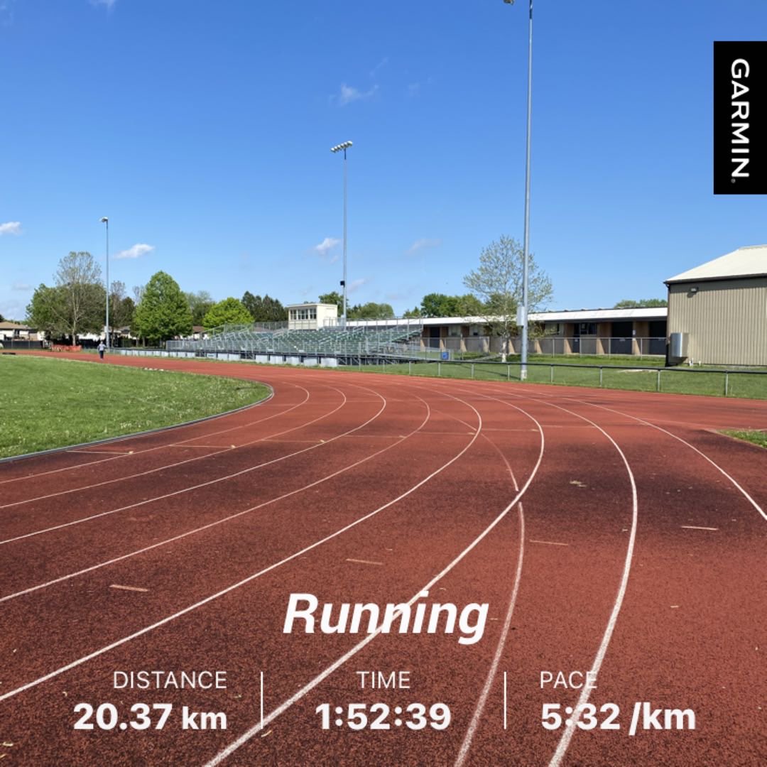 Went to the track for 50 laps at easy pace. #running #track #saucony #chatham #garmin