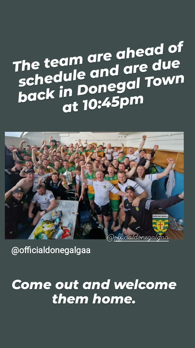 The team are ahead of schedule and are due home at 10:45pm @officialdonegal