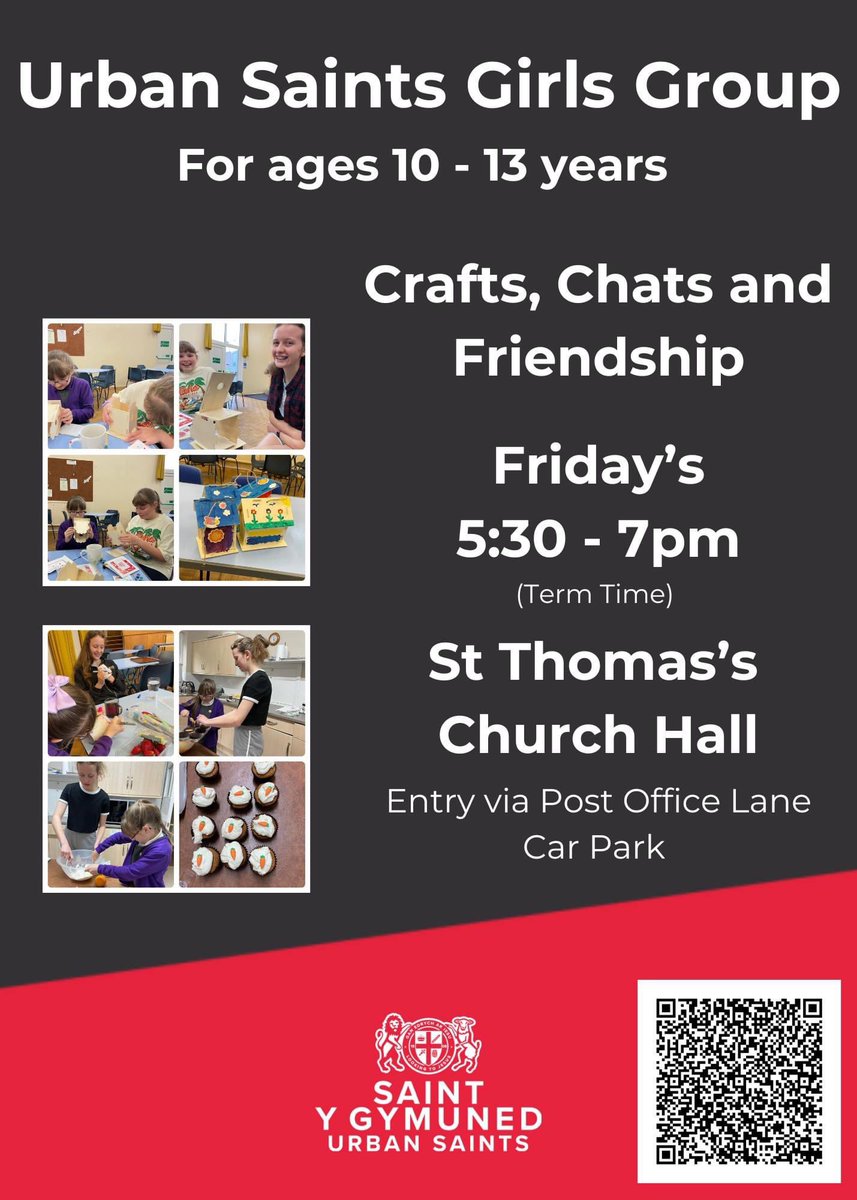 📣 ICYMI - We have started a NEW <a href="/urbansaints/">Urban Saints</a> Girls Group open to all girls aged 10-13 years old every Friday between 5:30-7pm (term time). We do crafts, chat and have great friendship.

To register visit: rb.gy/09zwqg