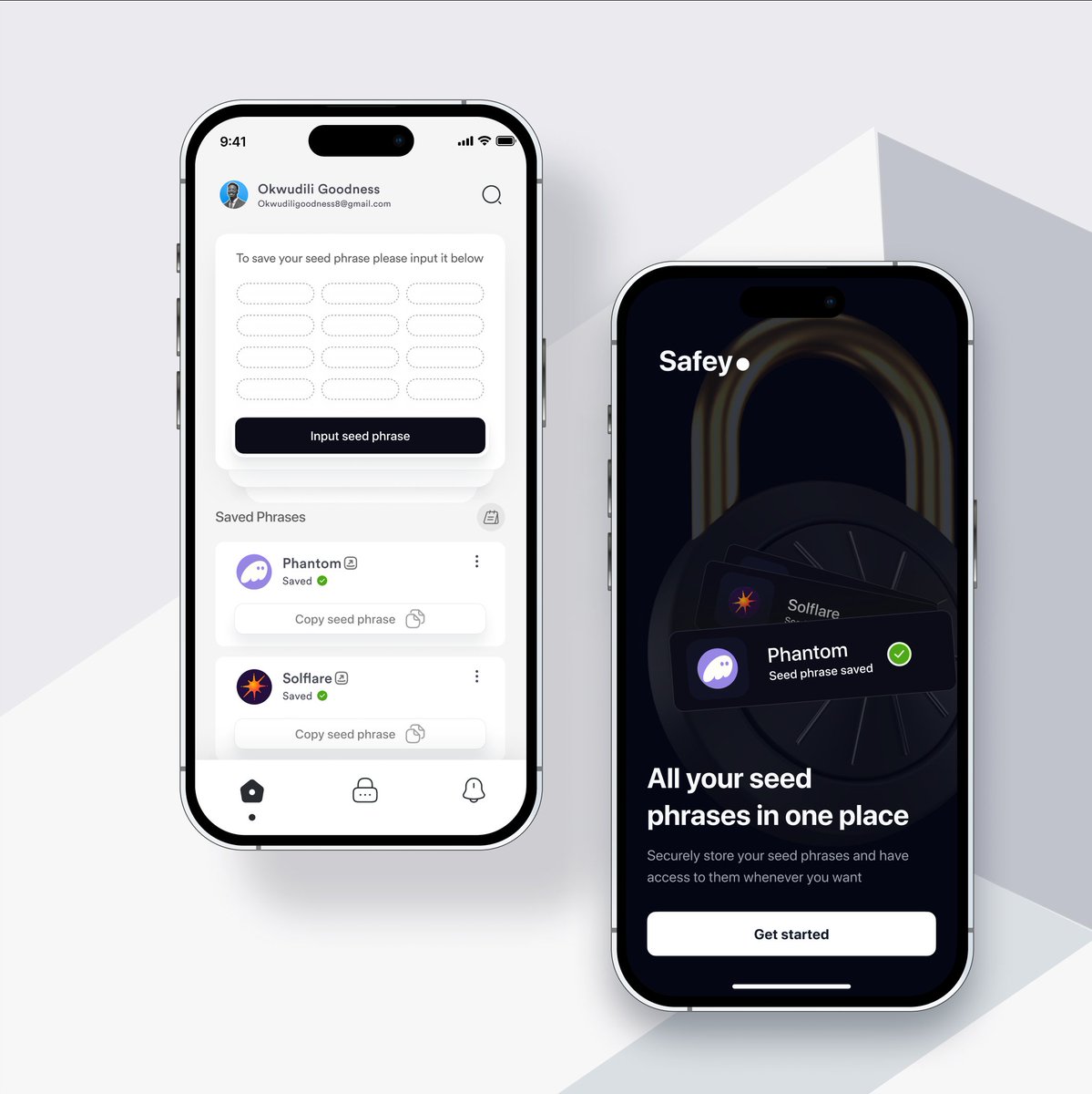 king_goodness's tweet image. Day 21✨ 
A cryptocurrency seed phrase manager. So being someone with multiple wallets, what if we have an application that helps you secure and store your seed phrases? 

#30daysofweb3design
#web3 #web3productdesigner #Defi #blockchain #techtwitter #fintech