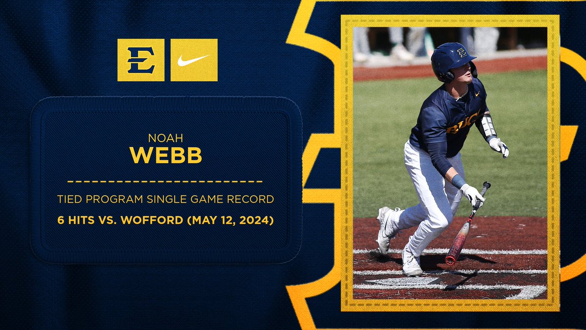 Congratulations to Noah Webb (@NoahWebb25) on tying the single game program record with six hits today vs. Wofford! #Together #ETSUTough