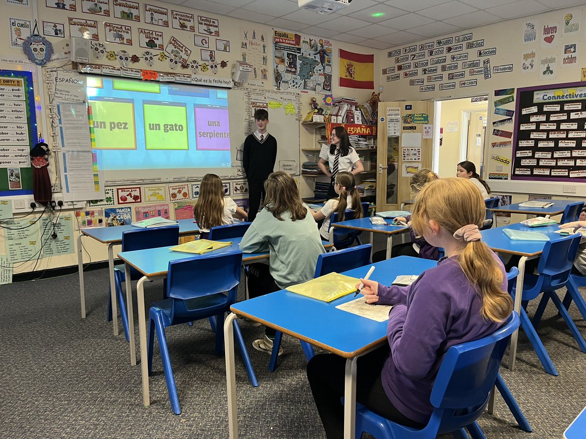 WELL DONE!To year 10 #spanish Language Leaders @WyedeanSchool for teaching the 3rd primary lesson this week on Animals!Year 6 from @OffasMeadAc visited us again on Weds & were taught by Will, Henry & Emma! They played @getwordwall, had a competition and did a wordsearch!🇪🇸