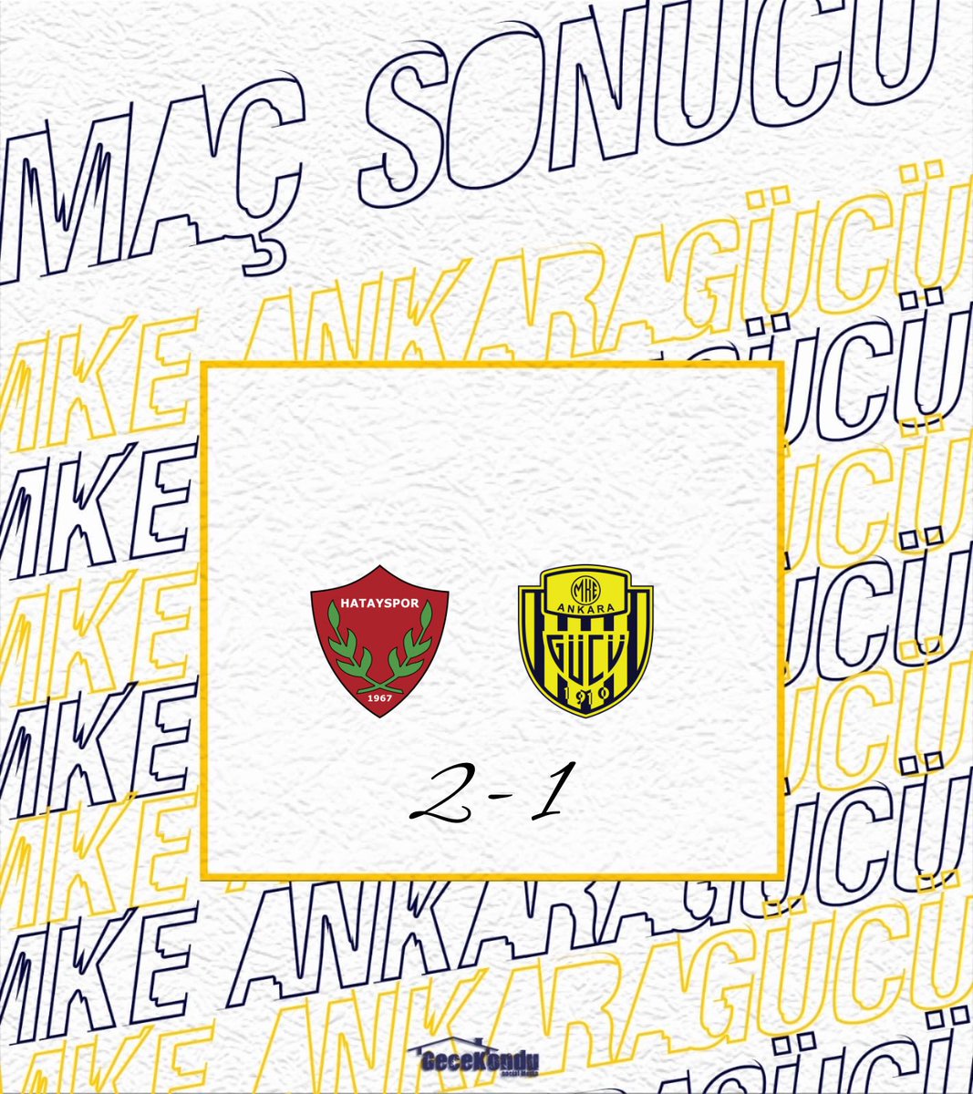 gecekondu's tweet photo. ⏱ Maç sonucu |
Atakaş Hatayspor 2 - 1 MKE Ankaragücü’müz
#HTYvAG https://t.co/N9EPPixOVF