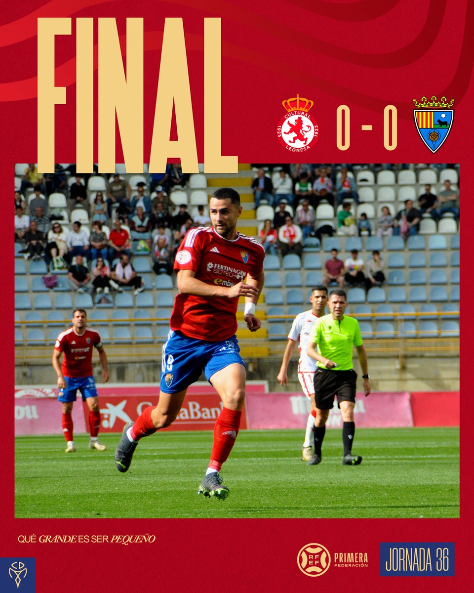 ⏱️ 𝗙𝗜𝗡𝗔𝗟 | 0️⃣-0️⃣ | Final en el Reino de León. Gran ejercicio defensivo de los nuestros, para sumar un punto en un campo muy difícil. TERUEL NO SE RINDE ❤💙 #CulturalTeruel #VamosTeruel🔴🔵