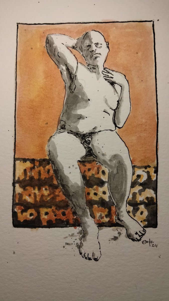 A Credible Plan #thedailysketch #watercolour and #inkdrawing of a #malenude figure #originalartwork #nudeart #artforsale ebay.co.uk/itm/3261244401…