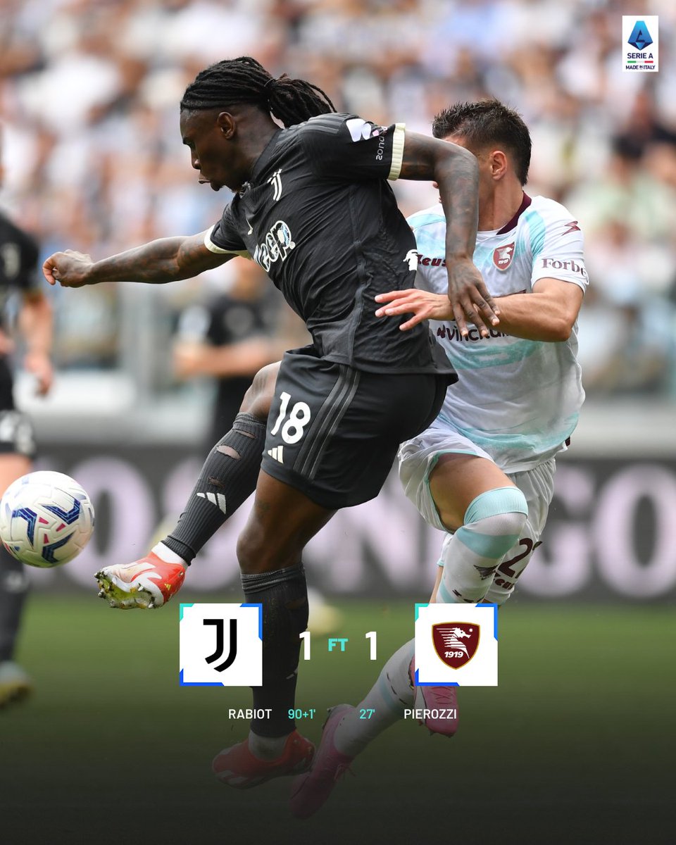 𝗙𝗧 @juventusfcen avoid a first #SerieA loss since March with a very late equalizer against @OfficialUSS1919 🤝 #JuveSalernitana