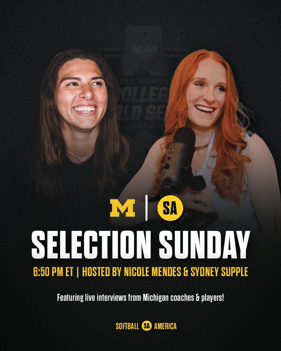 The @bigten Champs will be joining us on tonight’s show! Come listen to Nicole and Sydney chat with @umichsoftball following their selection 👏 🔗 youtube.com/watch?v=EKAtA9… @B1Gsoftball x #SoftballAmerica