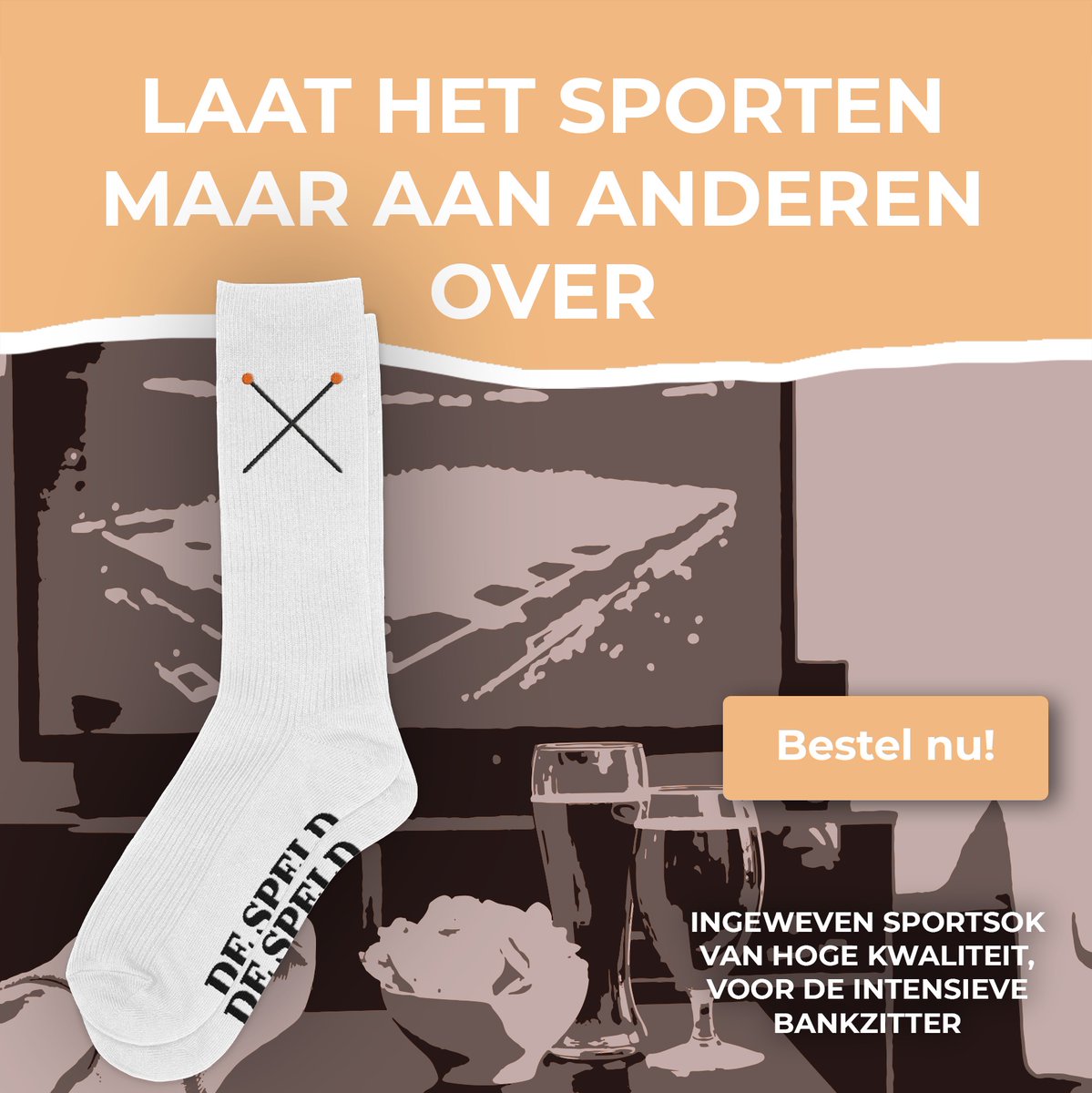 Ideale sokken om mee naar sport te kijken. Bestel ze hier: shop.speld.nl/products/sokke…