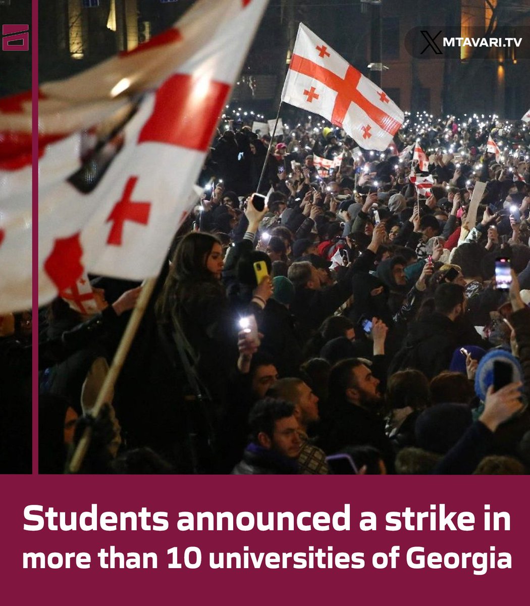 Students announced a strike in more than 10 universities of #Georgia. They are also supported by lecturers. Students and academic staff are protesting Russian law and repression. #NoToRussianLaw