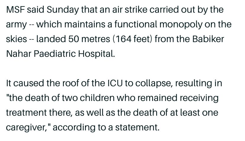 Today in the sheer evil of the Sudan war: two kids killed in their ICU beds in El-Fasher by an army air strike. (source: @MSF_Sudan)