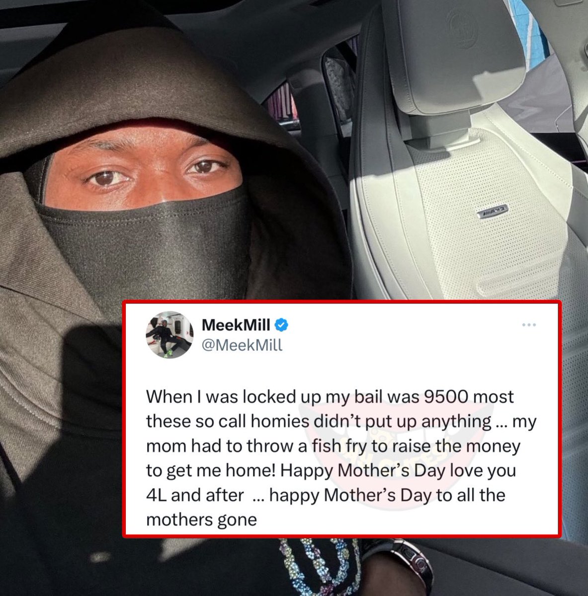 Meek Mill sends his mother a Happy Mother's Day message &amp; reminisces about a time when his mom had to have a fish fry to raise money for his bail