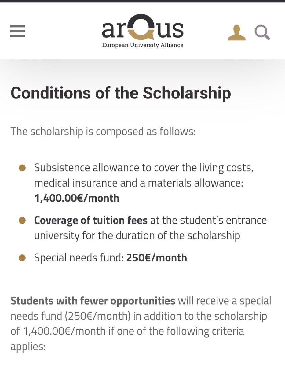 🌟 Dreaming of a Master’s or Doctoral Degree? Apply for the Arqus Talent Scholarship! 🎓 Enjoy €1,400.00/month allowance, full tuition fee coverage, and a €250.00/month special needs fund. Apply now at bit.ly/3y9FQNK #ArqusTalent #Scholarship #StudyAbroad #ApplyNow 🚀