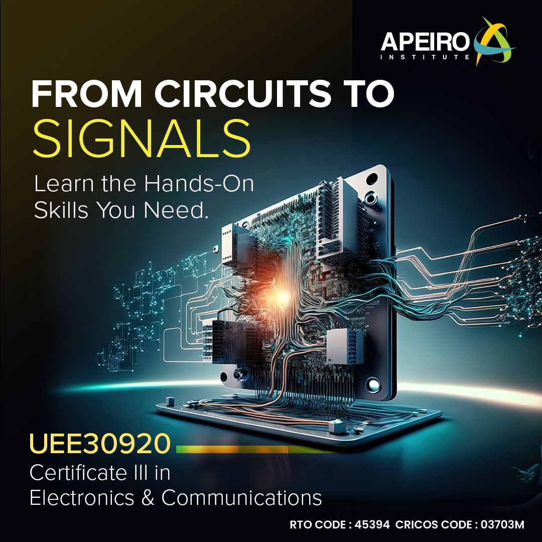 Do you dream of a career fixing cutting-edge #technology or building future communication networks?

The Certificate III in #Electronics and #Communications can make it happen!
Visit apeiro.edu.au today.

#ApeiroInstitute #Apeiro #Career #CertificateIII