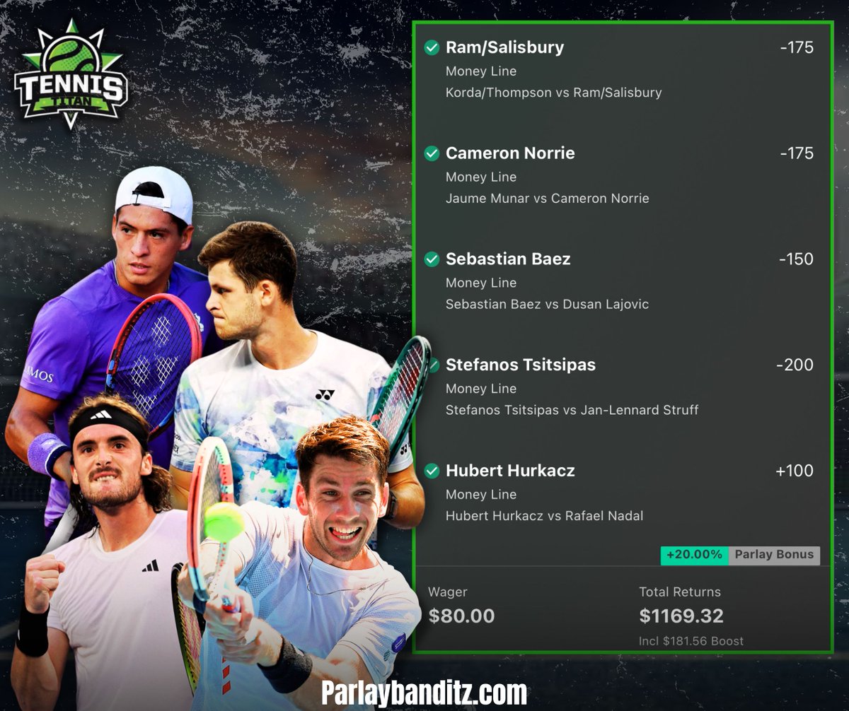 NOBODY has been hotter w/their Sports Betting Signals than @TennisTitan23 He CASHED another 3u MAX & SMASHED a +1000 odds Tennis lotto for our VIP🔥 28-5 on Max bets (85% win rate) Stop guessing at your bets & take expert picks that will flip your bankroll 2-3x 👉…