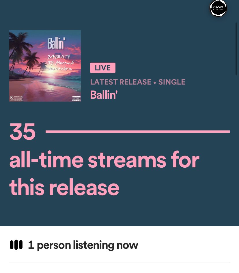 Whoever listening to Ballin’ rn on Spotify you a goat