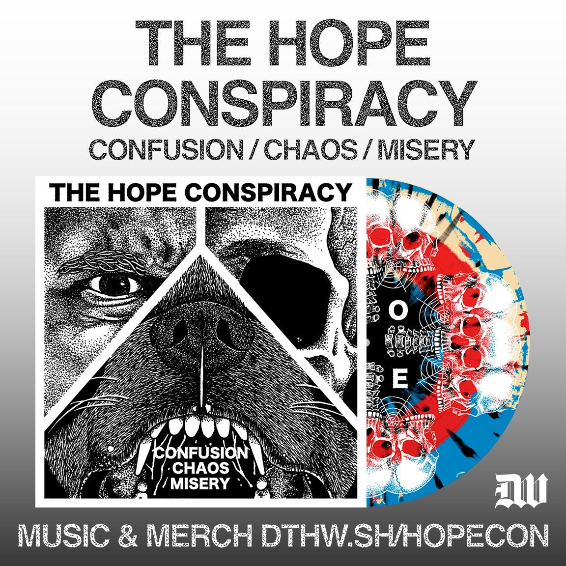 The Hope Conspiracy 'Confusion/Chaos/Misery' EP Music & Merch → thehopeconspiracy.com 'Confusion/Chaos/Misery' is a four song EP, engineered by Kurt Ballou and Zach Weeks at God City Studios. Artwork for the release was created by Alexander Heir (Death/Traitors).