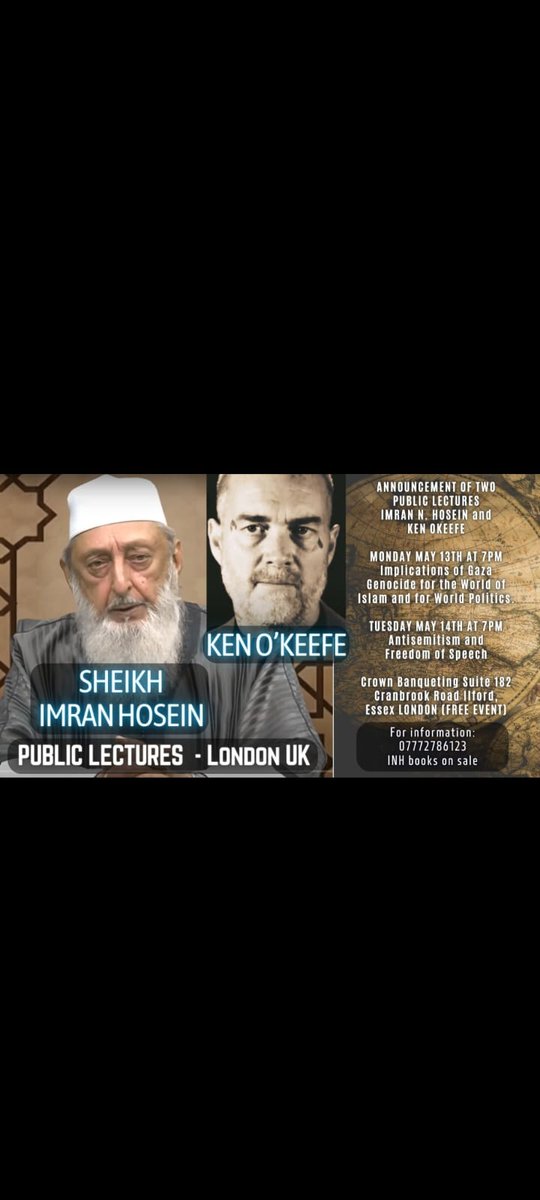 This is my last scheduled events in London and I have much to say tomorrow and the next day, May 13th & 14th at the Crown Banqueting Suite in Ilford, Essex, London at 7pm. Myself and the Sheikh will both excite and inspire, the anniversary of the 'Great March of Return' is