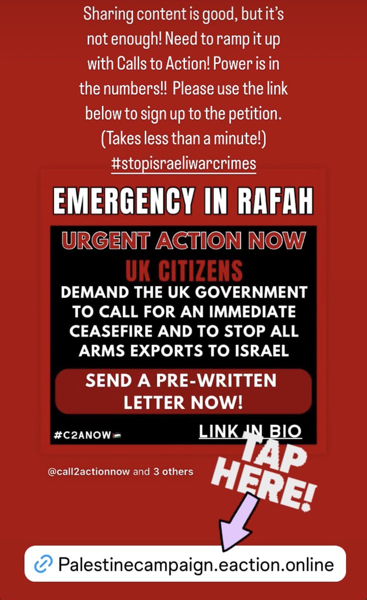 Please sign the petition! We need to share this link, get the message across to our complicit UK GOV, that we do NOT tolerate genocide against innocent defenceless men, women & children! #saverafah This must end NOW! Link below: 
palestinecampaign.eaction.online/rafah?fbclid=P…