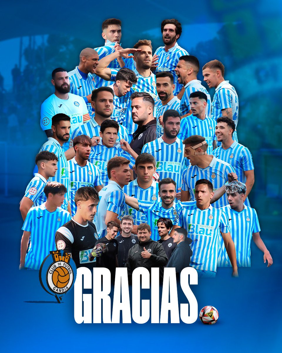 Por habernos hecho soñar hasta el último día,
Por ilusionar a una ciudad,
Por hacer que los niños tengan nuevos ídolos en su Club de Fútbol Gandia,
Por vuestro sacrificio y esfuerzo,
Por todo eso y mucho más... 

𝐆𝐑𝐀𝐂𝐈𝐀𝐒.💙