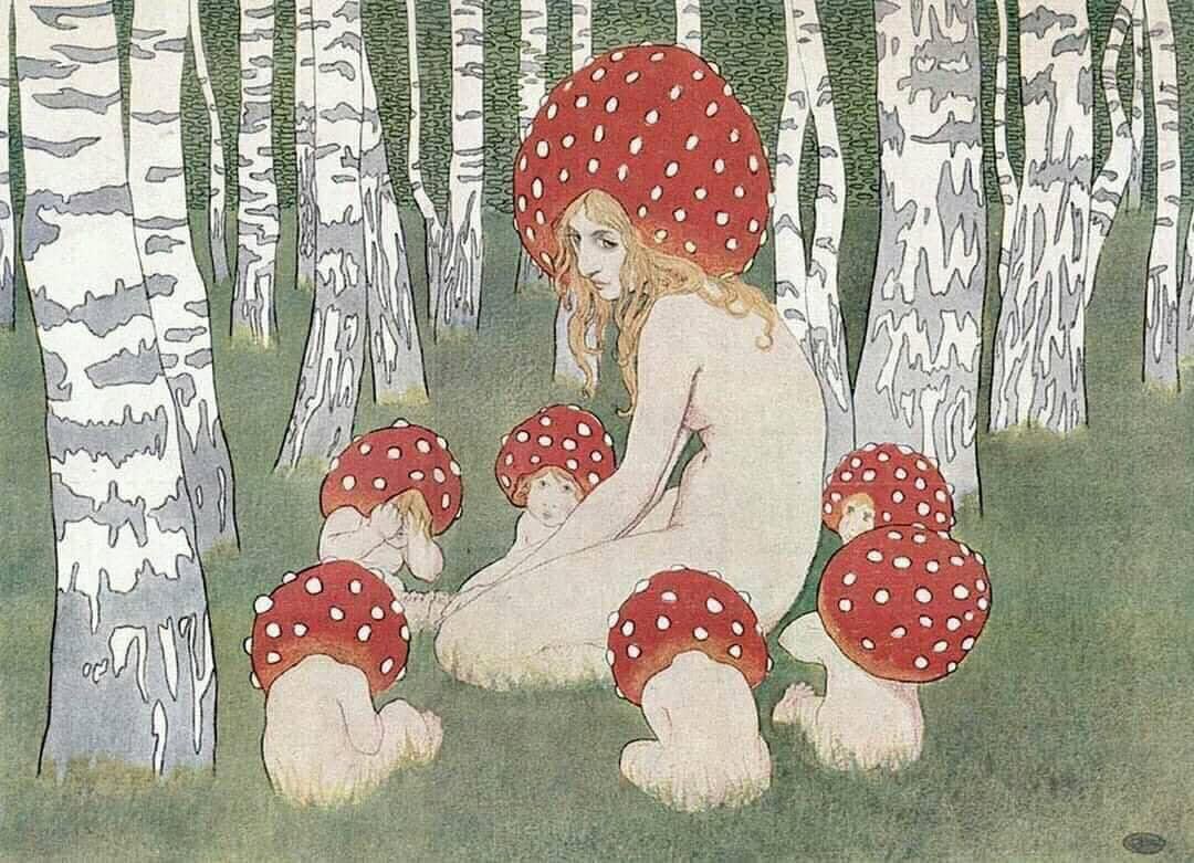 Edward Okun - Mother Mushroom with her Children, 1900.