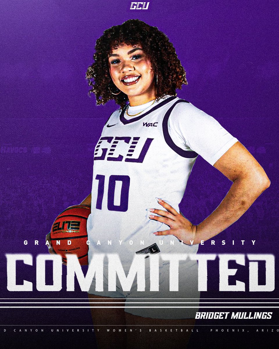 GCU Women's Basketball (@gcu_wbb) on Twitter photo Coming back home in purple and white! 💜🤍
📲 <a href="/BridgetMullings/">Bridget Mullings</a>
📍 Phoenix, Ariz.
📊 Career 46% from the field
#LopesUp Coming back home in purple and white! 💜🤍
📲 <a href="/BridgetMullings/">Bridget Mullings</a>
📍 Phoenix, Ariz.
📊 Career 46% from the field
#LopesUp