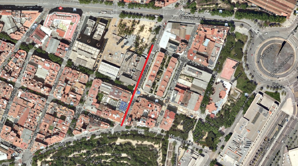 🚫 Fins al 12 de juliol, s'elimina l'aparcament al carrer de Palaudàries #Poblesec per permetre la construcció del darrer tram de ⚡️ la nova línia elèctrica soterrada d'alta tensió que ve des de la Bordeta. ℹ️ i.mtr.cool/vijzwirjyh