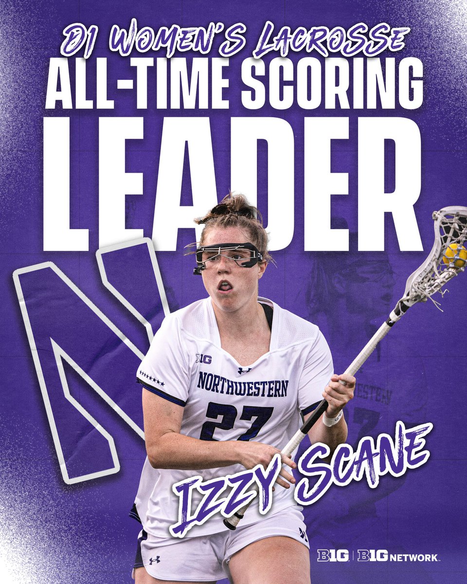 1 of 1. 🐐

Izzy Scane is the new All-Time D1 Women’s Lacrosse Leading Scorer. 

#B1GWLax x <a href="/NULax/">Northwestern Lax</a>
