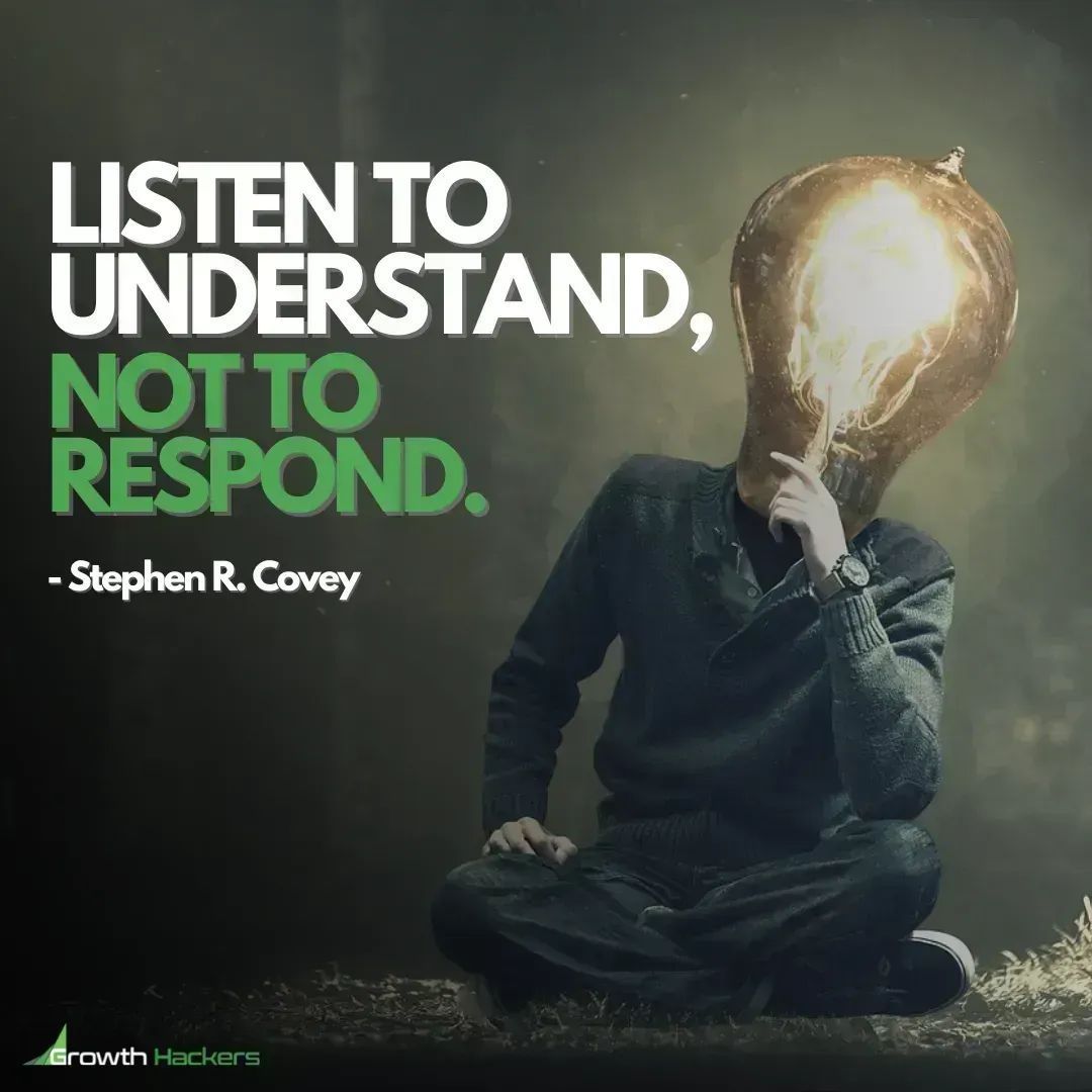 Listen to Understand, Not to Respond.
Stephen R. Covey (@StephenRCovey)

buff.ly/2PfX1mp

#Growth #Understanding #Learning #GrowthMindset