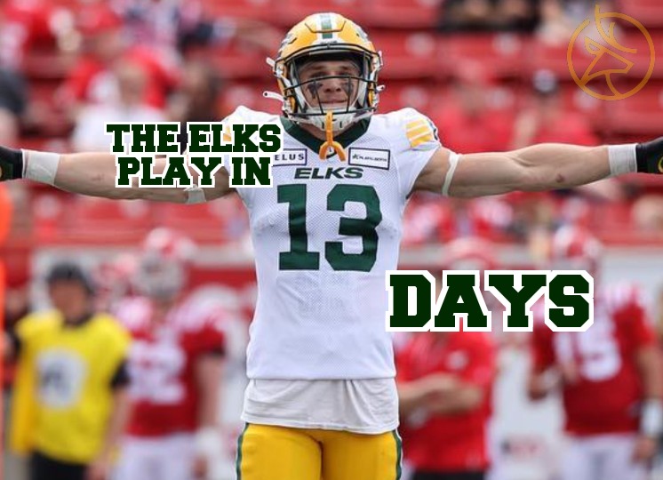 Good Afternoon Football Fans! We are also Jake Taylor days away from Edmonton Elks Preseason Football! Go Elks! #RepFromSectionX #GoElks #CFL #YEG #JoinTheHerd 🦌