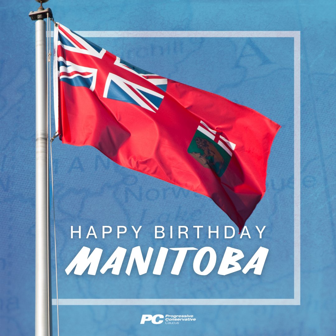Happy #ManitobaDay! 🦬 May 12th marks two momentous occasions in #Manitoba history: In 1870, the Province of Manitoba was founded under the leadership of Louis Riel; and in 1966, almost a century later, Manitoba's official flag was dedicated & raised for the first time. #mbpoli