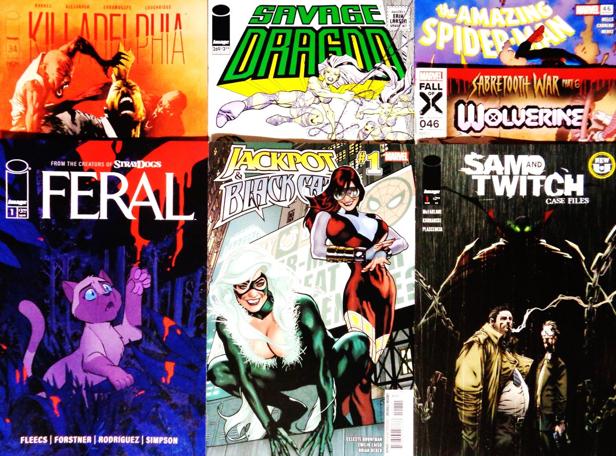 The first chunk of new releases that made their way into my comic book collection the week of March 27th: Feral, Killadelphia, Savage Dragon, Wolverine, Sam and Twitch: Case Files, Amazing Spider-Man, and Jackpot & Black Cat.