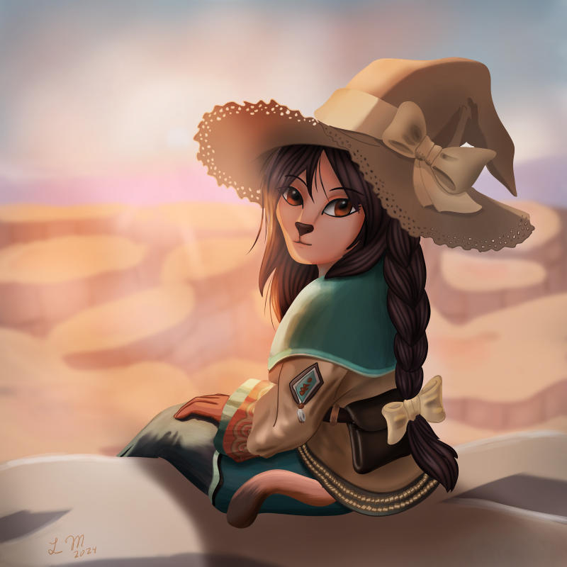 Lillymaus23's tweet photo. Finished my Desert Cat picture. Lots of experimentation with light and shading. Took time but I learned a lot. https://t.co/bKitMeplVh