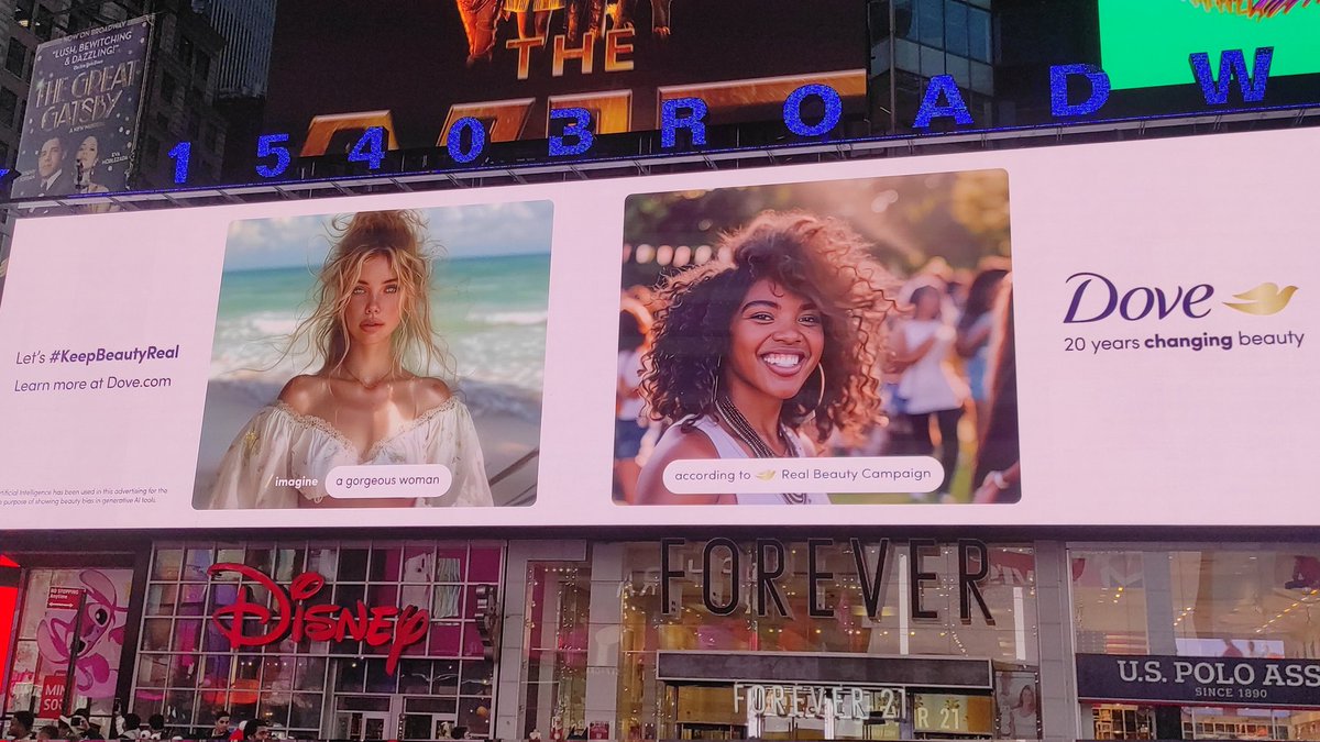 AI photos of women used in @Dove advert at Times Square #KeepBeautyReal #NewYork #NYC #TimesSquare