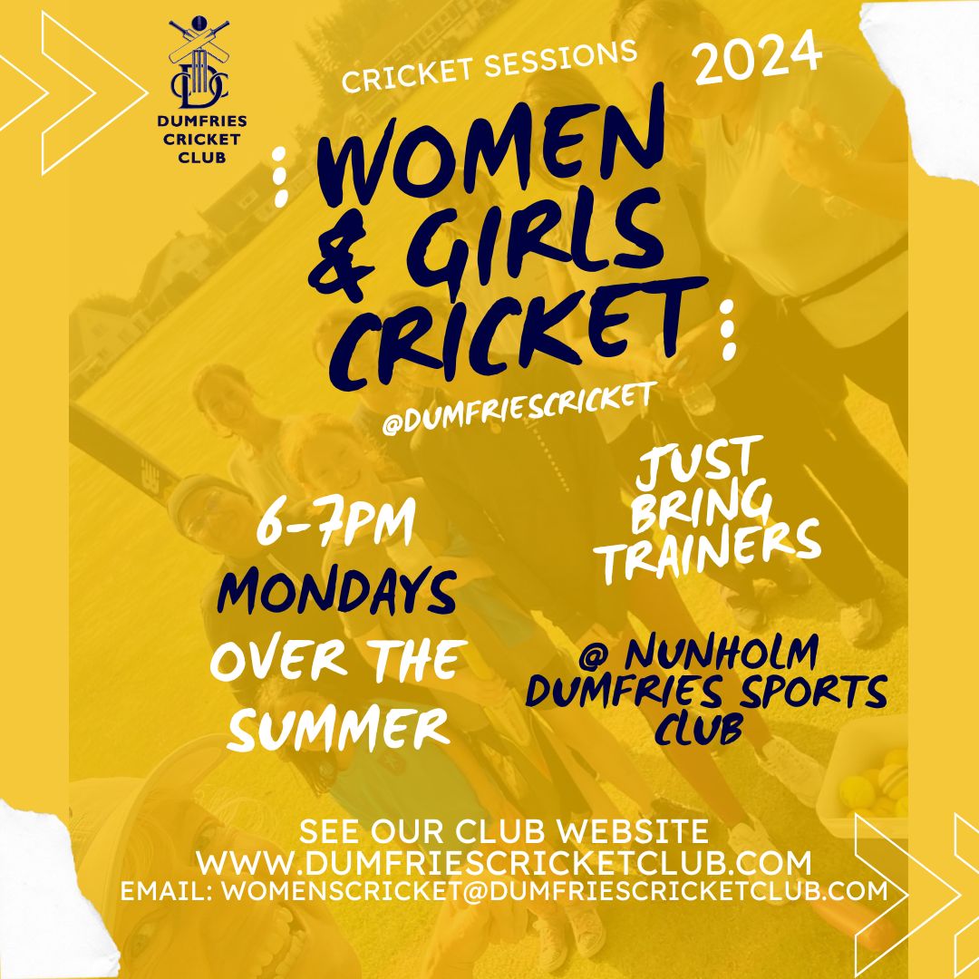 👩‍👩‍👧‍👧 Women and Girls sessions here on Mondays, 6-7pm
👋 Come along and give it a try🏃‍♀️
📲 Or message us for more info 🙂
#SheCanSheWill #DGDoingMore #ActiveGirls #WomensCricket #GirlsCricket