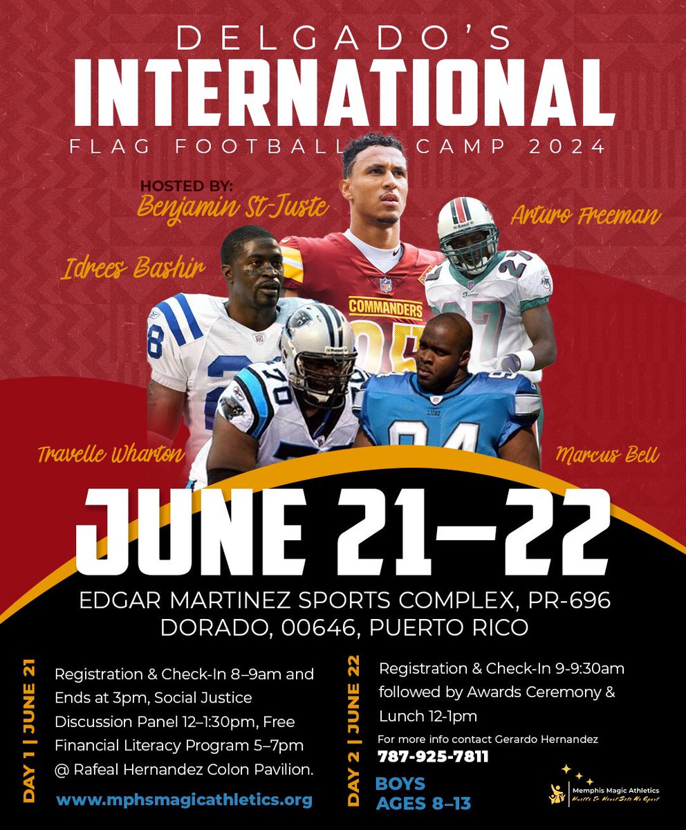 Reggie Howard (@reggiehoward) on Twitter photo 🇵🇷 Free international flag football camp along with financial literacy and social justice programs for the community in Puerto Rico hosted by <a href="/Benj_Juice/">Benjamin St-Juste</a> ‼️〽️emphis Magic ✨ Athletics <a href="/NFLFoundation/">NFL Foundation</a> <a href="/FDICgov/">FDIC</a> <a href="/Microsoft/">Microsoft</a> 🇵🇷 Free international flag football camp along with financial literacy and social justice programs for the community in Puerto Rico hosted by <a href="/Benj_Juice/">Benjamin St-Juste</a> ‼️〽️emphis Magic ✨ Athletics <a href="/NFLFoundation/">NFL Foundation</a> <a href="/FDICgov/">FDIC</a> <a href="/Microsoft/">Microsoft</a>