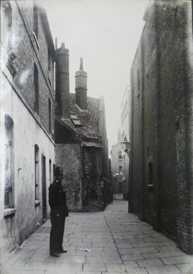 A photograph of The walls of the Marshalsea Prison, Southwark, date unkown .
