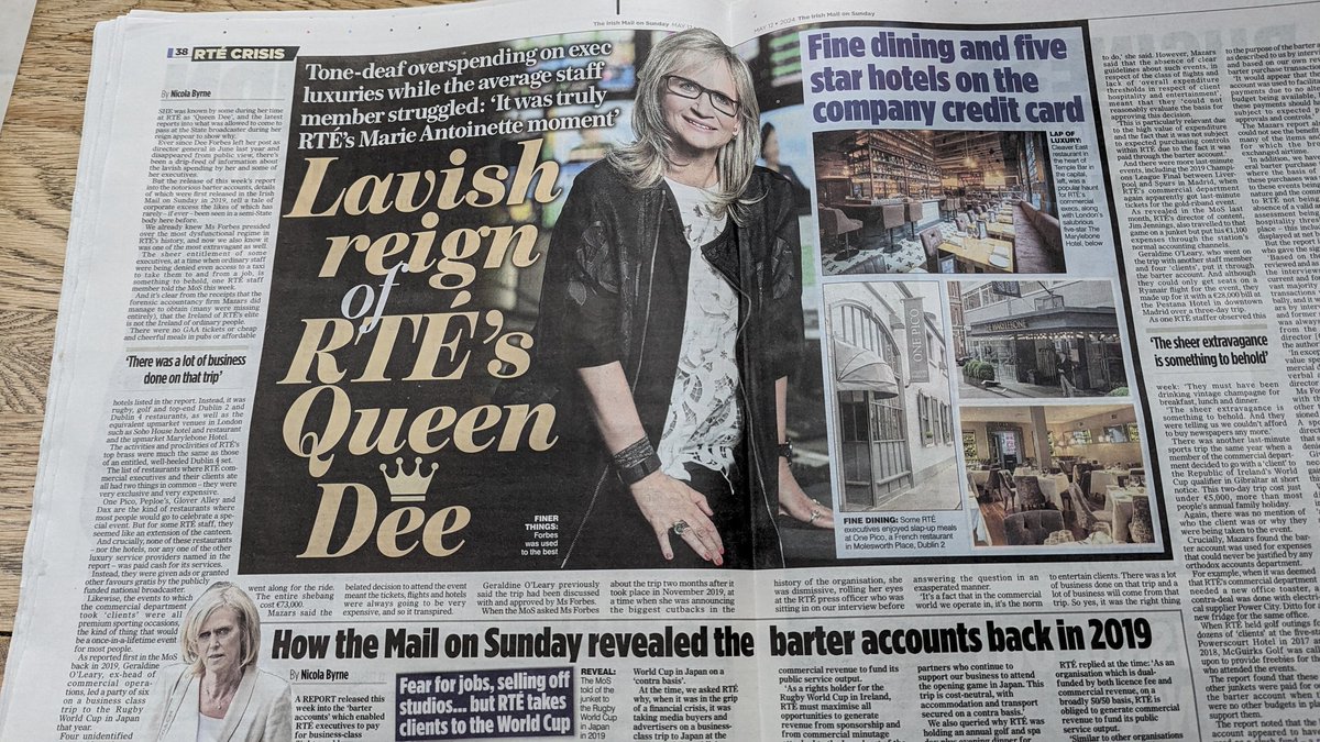 Super coverage on various reports on @rte in today's Irish Mail on Sunday. P6 and 7 'Vast spending only given a verbal ok'. Page 7's 20 questions need to be answered