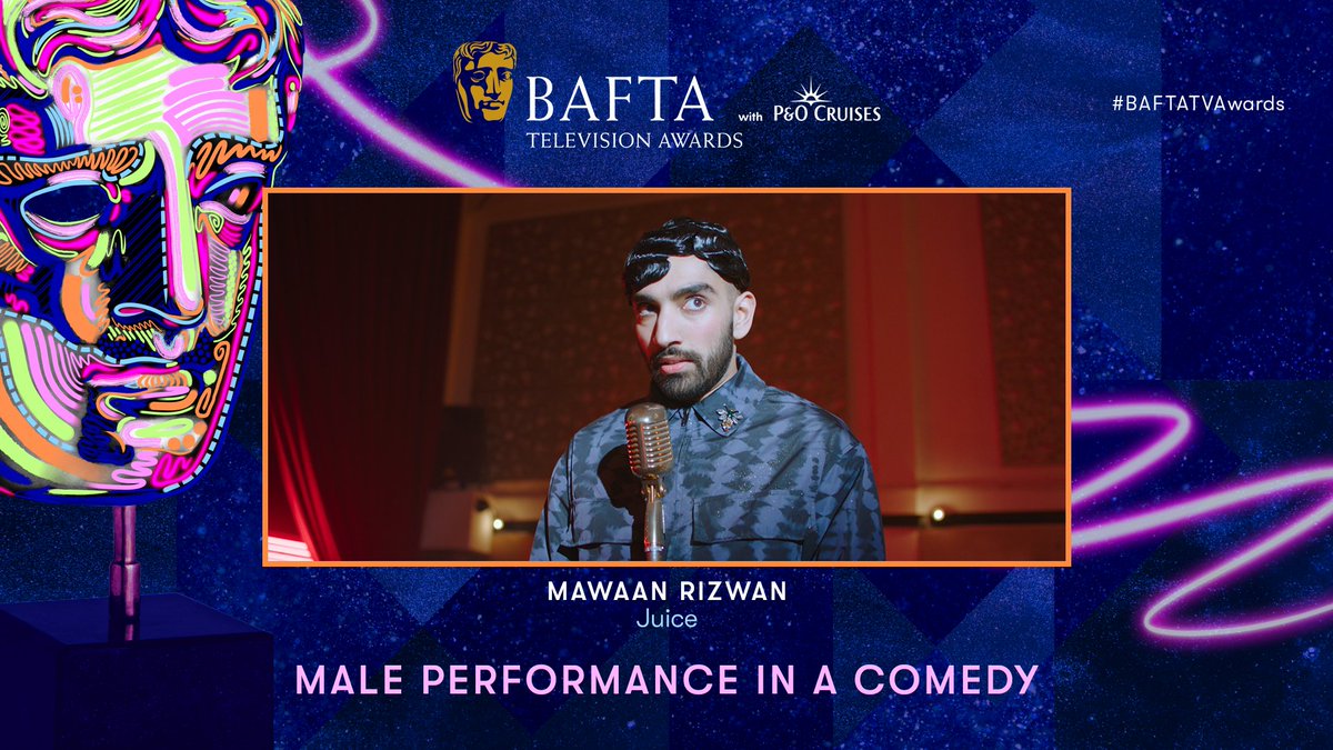 Mawaan Rizwan picks up the Male Performance in a Comedy BAFTA for Juice 👏 #BAFTATVAwards with @pandocruises