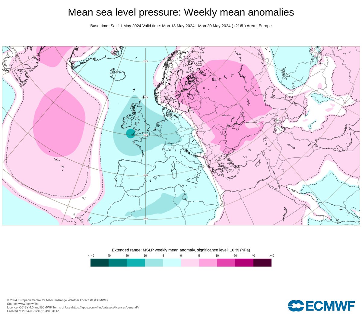 Anomalías de temperatura, precipitación y presión previstas para la semana que viene según la última pasada de la predicción mensual del Centro Europeo.