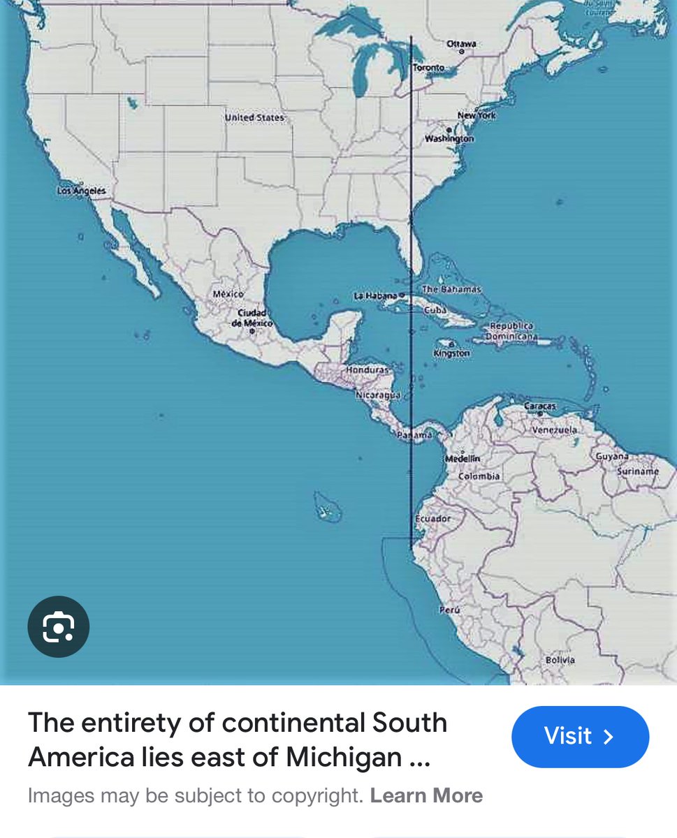 Flying from Miami to Chile today Always nuts that its a tiny bit East of Miami You go from the Atlantic to the Pacific but involves a little bit of East not west. North and South America could almost be called West and East America