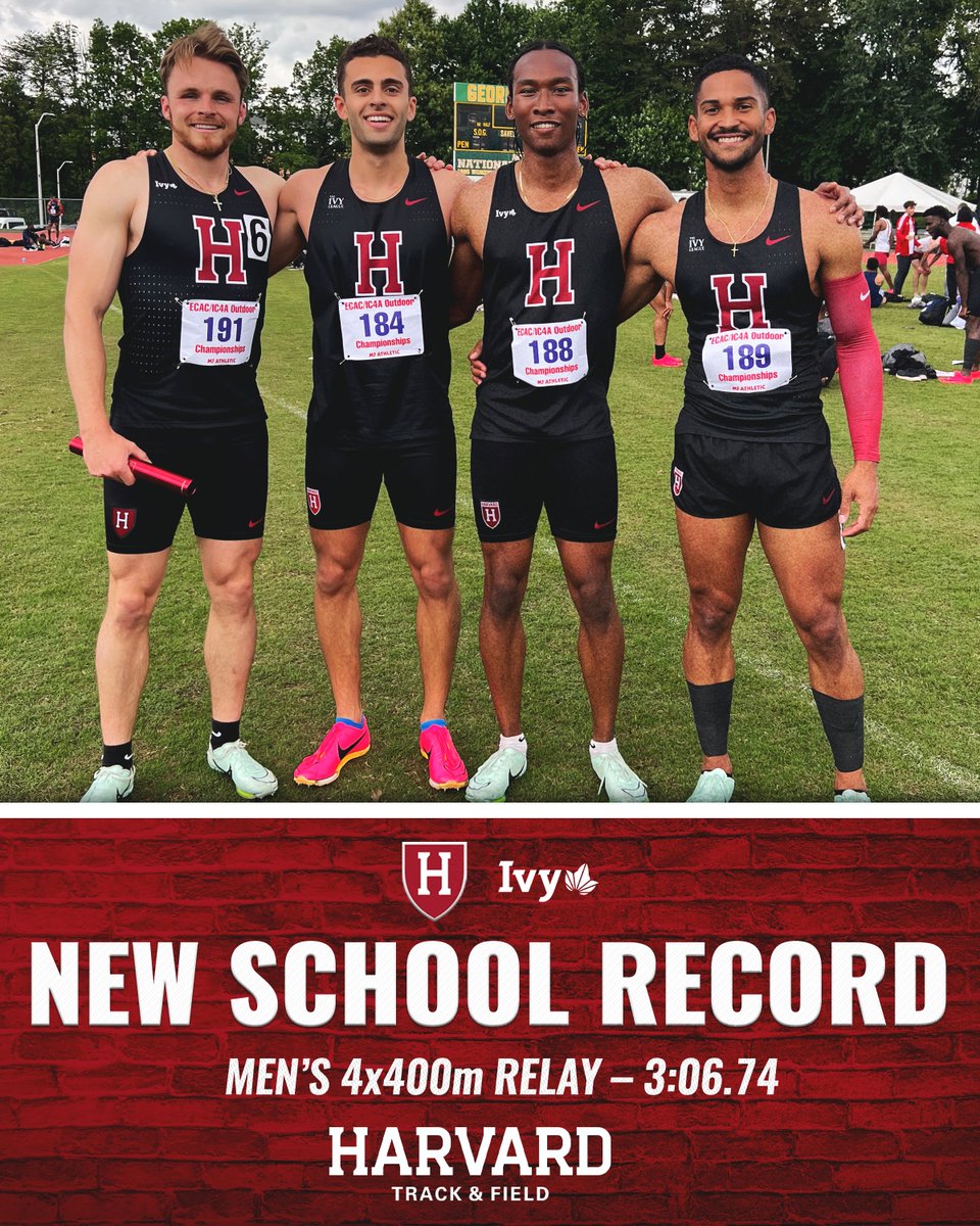 Another School Record Falls! 🤯 The men's 4x400m team posts a time of 3:06.74, setting a new school record! #GoCrimson